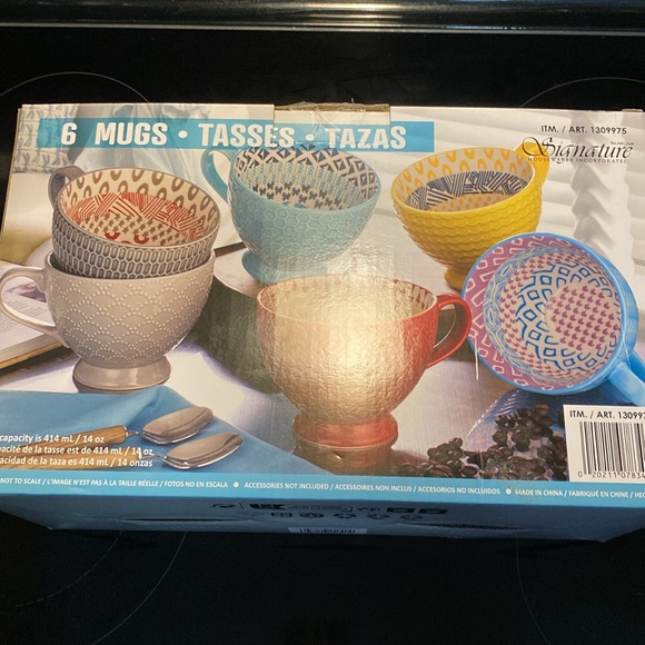 Signature Footed Coffee mugs. New in box. Set of 6 - Picture 3 of 10